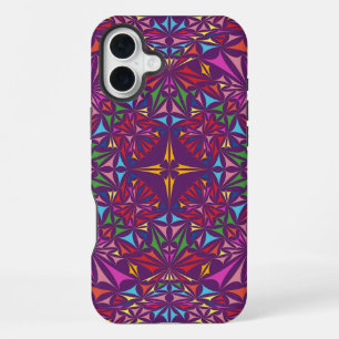 Paars Kaleidoscoop Patroon iPhone 16 Plus Hoesje