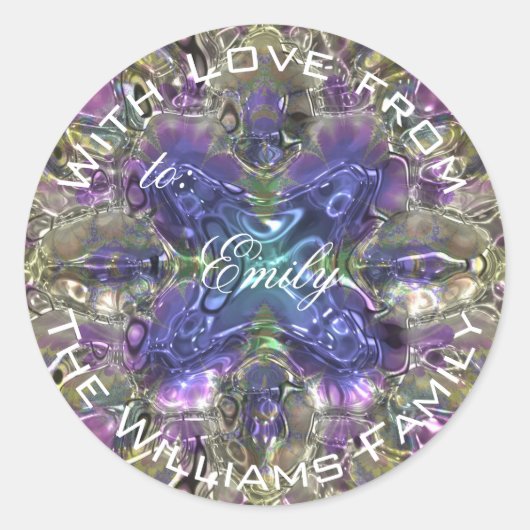 Paars Kaleidoscopisch design elegant Label (Voorkant)