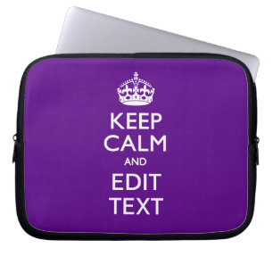 Paars kalm houden en Jouw tekst gemakkelijk Laptop Sleeve