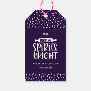 Paars Kerstbakkerijspiritjes, helder Cadeaulabel
