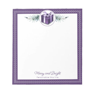 Paars kerstcadeau gepersonaliseerd notitieblok