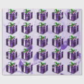 Paars kerstcadeaupapier cadeaupapier (Vlak)