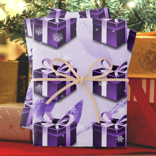 Paars kerstcadeaupapier inpakpapier vel