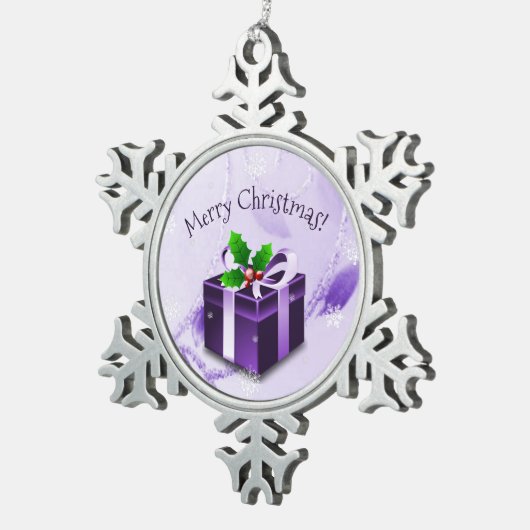 Paars kerstcadeautje Ornament (Rechts)