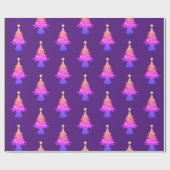 Paars kerstpapier met boom cadeaupapier (Vlak)