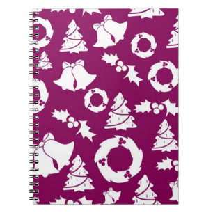 Paars kerstpatroon notitieboek