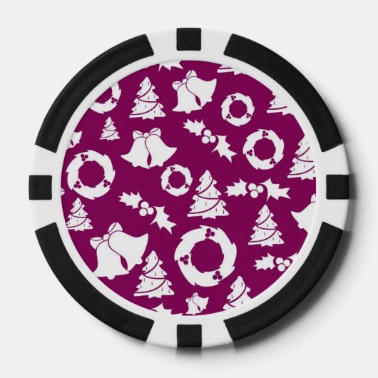 Paars kerstpatroon poker chips (Voorkant)