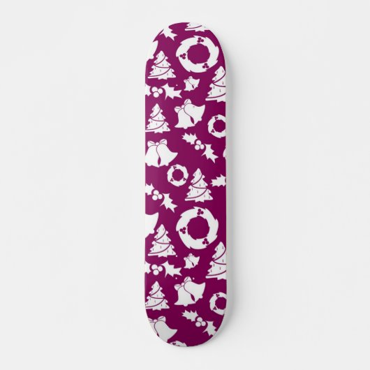 Paars kerstpatroon skateboard (Voorkant)