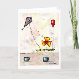 Paars Kite Flower Wenskaart Kaart