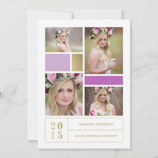 Paars kleurenblok | Uitnodiging tot Afstuderen (Voorkant)