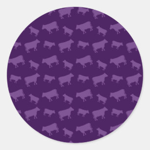 Paars koeienpatroon ronde sticker
