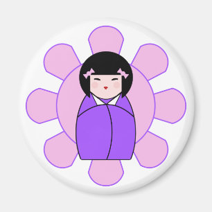Paars Kokeshi Doll Magneet