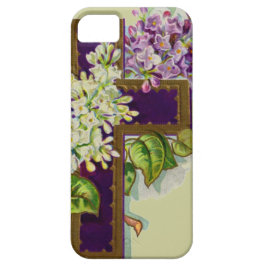 Paars kruis met bloemen iPhone 11 hoesje