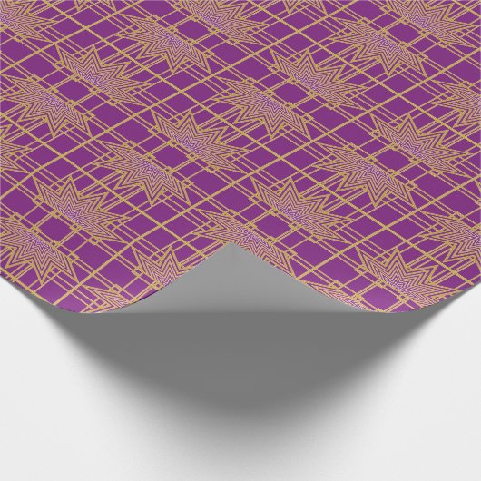 Paars kunstdeco-geïnspireerd grafisch ontwerp cadeaupapier (Hoek)