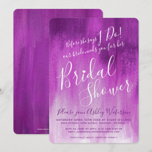 Paars kunstwerk vrijgezellenfeest nodigt uit kaart