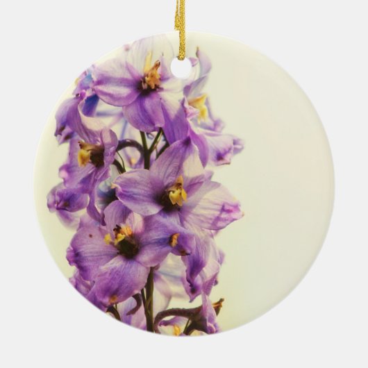 Paars Larkspur Delphinium Keramisch Ornament (Achterkant)