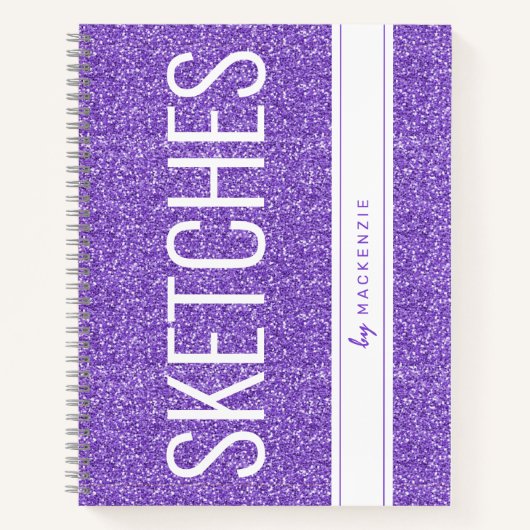 Paars Lavende Glitter Sketch Book Personalized Notitieboek (Voorkant)