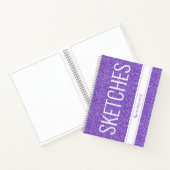Paars Lavende Glitter Sketch Book Personalized Notitieboek (Binnen)