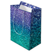 Paars Lavendel & Turquoise Groen Glitter Feest Medium Cadeauzakje (Voorkant Gekanteld)