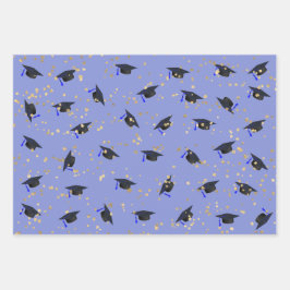 Paars lavender Afstuderen Vlakke set van 3 vellen