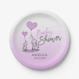Paars lavender Elephant Gender Baby shower Papieren Bordje
