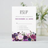 Paars Lavender Floral Boho Wedding RSVP (Staand voorkant)