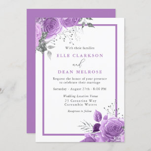 Paars Lavender Floral Elegant Wedding Kaart