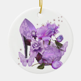  Paars Lavender Hi Hiel Roos Floral Keramisch Ornament