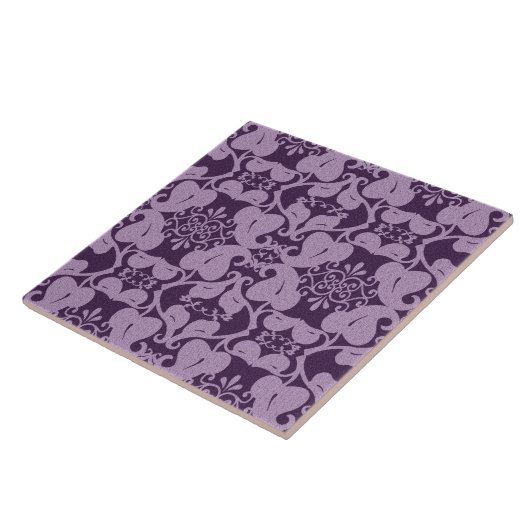 Paars lavender modern elegant lederen patroon tegeltje (Zijkant)
