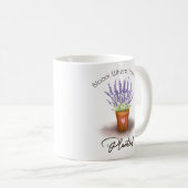  paars lavender plant pot-bloem aangeplant koffiemok (Voorkant rechts)