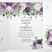 Paars, lavender, roze Floral Boho Wedding | Drieluik Uitnodiging (Binnenkant midden)