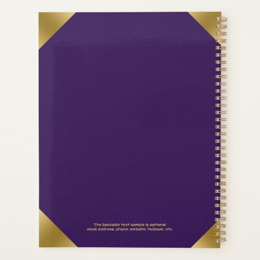 Paars leder afbeelding, gedrukt met goudaccenten planner (Achterkant)
