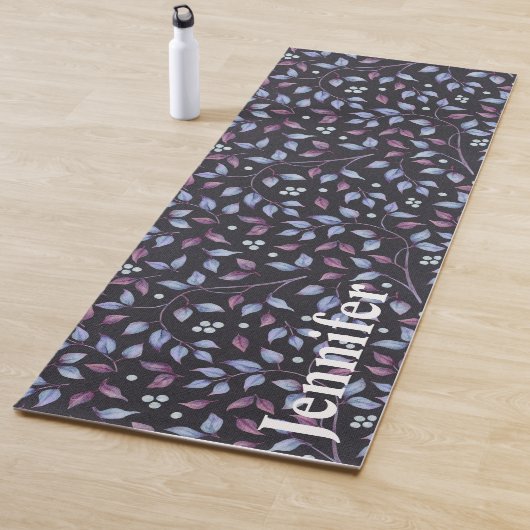 Paars leder & bessen & naam of monogram Yoga Mat (In situ)