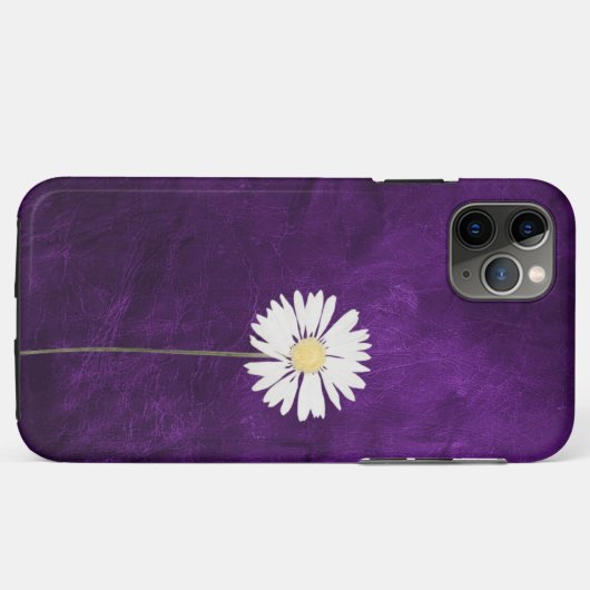 paars leder met madeliefje Case-Mate iPhone case (Achterkant (horizontaal))