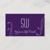 Paars Licht Grijs met Monogram en Foto Visitekaartje (Voorkant)