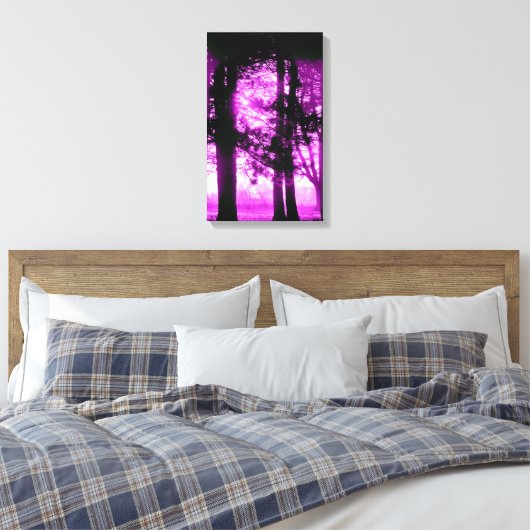 Paars Licht met Silhouette Trees Canvas (Insitu (Slaapkamer))