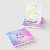 Paars licht Reiki Master-ontwerp Stenen Onderzetter (Zijkant)