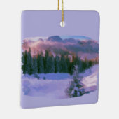 Paars licht winterbos met sneeuw keramisch ornament (Rechts)