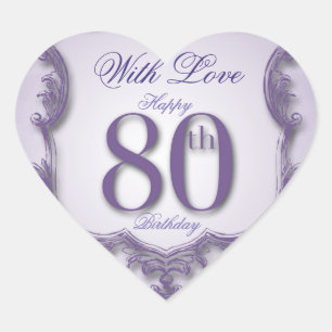 Paars Lijst 80ste verjaardag Hartstikker Hart Sticker