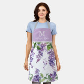 Paars Lila monogram, naam apron Schort (Gedragen)