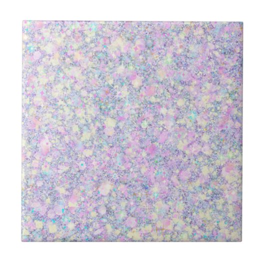 Paars Lila Roze Opalescent Faux Glitter Solid Tegeltje (Voorkant)