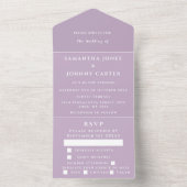 Paars Lila Violet Lavender Modern Wedding All In One Uitnodiging (Binnen)