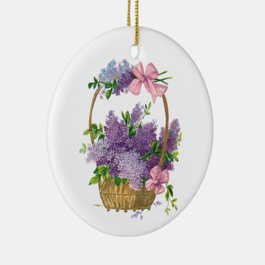 Paars Lilacs Antiek Flower Bouquet Keramisch Ornament (Rechts)