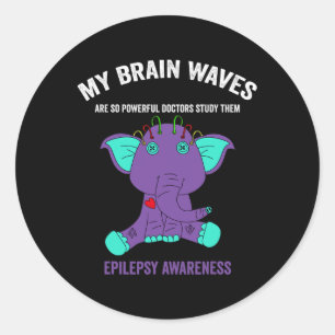 Paars lint Epilepsie Bewustzijn - Epilepsie Bewust Ronde Sticker
