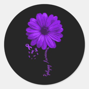 Paars lint november epilepsiebewustzijn mooi D Ronde Sticker