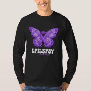 Paars lint vlinder Epilepsiebewustzijnsmaand T-shirt