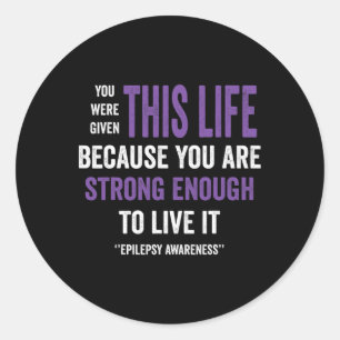 Paars lint voor epilepsiebewustzijn - Epilepsiebew Ronde Sticker