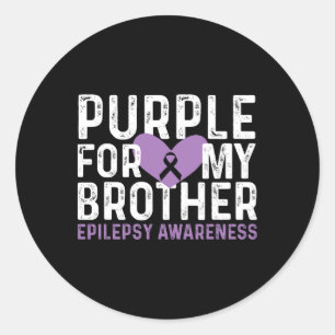 Paars lint voor epilepsiebewustzijn voor mijn broe ronde sticker