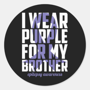Paars lint voor mijn broer met epilepsie 1 ronde sticker