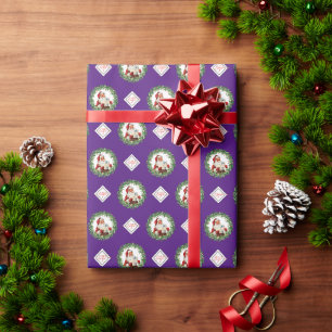 Paars Logo Kerst Santa Cadeaus Patroon Bedrijf Cadeaupapier